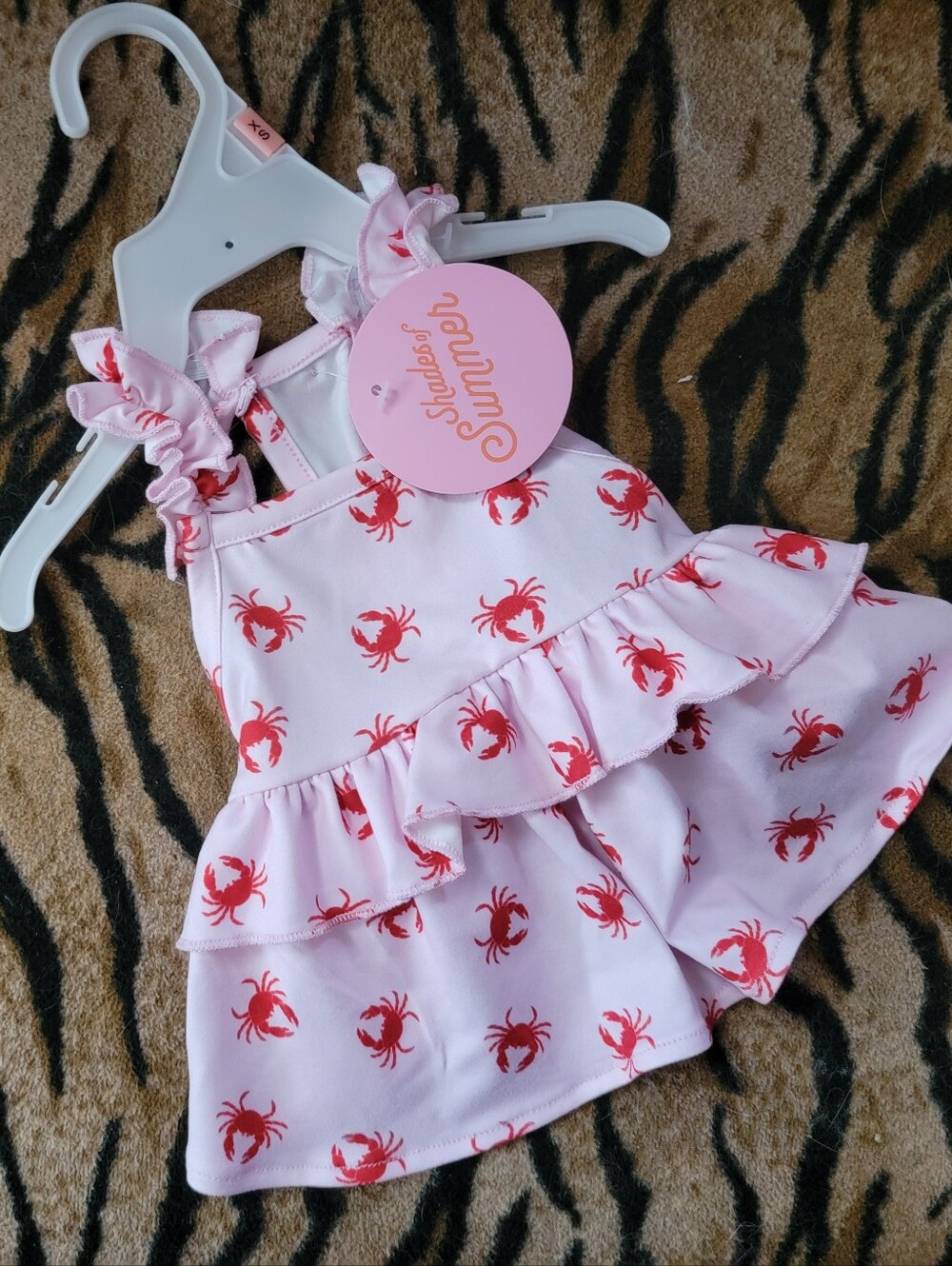 Pet Dress Dog Or Cat Pink W Ocean Crabs Sz Xsmall New!